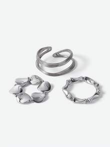 Opalesca 3pcs Fashionable Asymmetrical Shaped Bracelet & Bangle Set For Women, Suitable For Daily Wear, Party, Gift, Jewelry (2 Bracelets Are Plastic Material) - Silver - View 4