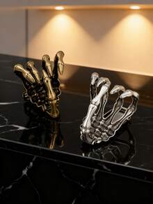 Exaggerated Hollow Skull Claw Bracelet, Vintage Gold-Color Bracelet Jewelry, Halloween Party Gift For Women