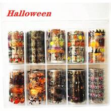 Snowflakes Nail Art Foils Transfer Stickers 10 Rolls Laser Holographic Nail Stickers Winter Xmas Snowman Designs Nail Foils Sky Starry Paper Transfer Adhesive Decals Women Nail Art - Style5 - 查看 3