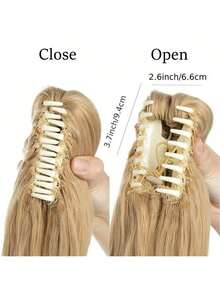 Claw Ponytail  In Hair Extensions Pony Tail Hairpiece For Women Synthetic Hair Extension Hair Long Water Wave 14 Inch Heat Resistant Fiber Synthetic Hairpiece For Women Girls Party Daily Use - Ombre - View 6