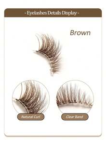 Rikuaild 5 Pairs Brown Half Eye Lashes Transparent Stem Natural Cat Eye Lash, 3D Short Soft Faux Mink Eyelash -Reusable Volume Extended Tail Eyelash Corner Eyelashes, 1 Box/2 Boxes Strip Lashes, Lashes, Eyelashes, Fake Lashes, Lashes Corner Eyelash, Suitable For Daily Wear And Evening - Natural Lashes - View 2