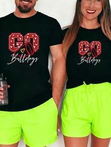Go Cheer Bulldogs Name Athletic Sports Men Women Boy-Shirt  Graphic Tees Men Crop Tops Couple Tee Outfits Men-Shirt - Đen 1 cái NỮ - Xem 8