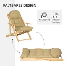 HOMCOM Relaxing Chair, Upholstered Folding Chair, Linen-Look Dining Chair For Living Room, Beech Wood, 71 X 89 X 96 Cm, Brown - 1 - View 4