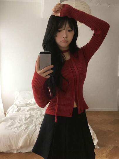 纯色针织开衫，美观百搭