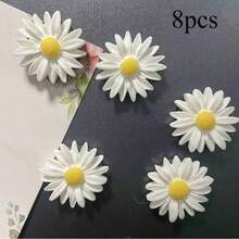 2 piezas/5 piezas/8 piezas/10 piezas/15 piezas Imanes de nevera con flores de margarita - Imanes ovalados de plástico blanco y amarillo, adecuados para la organización del hogar y la oficina, excelentes para la decoración de vacaciones, regalos y uso en la cocina, imanes de refrigerador - Blanco - Ver 10