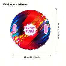 1pc Heavy-Duty PVC Inflatable Snowboard With Carry Handle - Angle-Free Design, Foldable Snowboard, Monoski, Snow Scooter - All-Terrain Winter Sports, Adult & Teen Christmas Gift, Sled, Fashionable Design - Multicolor - View 4