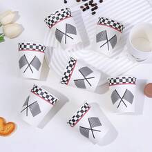 10/20/40/60pcs,Race Car Party Supplies,Racing Birthday Party Paper Cups, Luncheon Cups For Let's Go Racing Checkered Flags Birthday Party Decorations,Checkered Flag Design, Disposable Cups For Birthday Celebrations - 彩色 - 查看 2