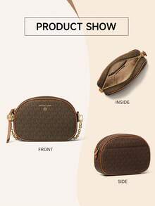 Michael Kors Jet Set Charm Small Monogram Camera Crossbody Satchel Casual Shoulder Purses for Daily Parties Zippy Bag - 棕色 - 查看 3