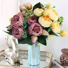 1 Stück künstliche Rose Pfingstrose Blumenstrauß, schöne Kunstblumen Anordnung für Hochzeit, Party und Heimdekoration, Valentinstag Geschenkdekoration