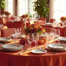 Tableclothssancua - Mantel redondo de otoño de 60 pulgadas color naranja quemado resistente al agua a prueba de derrames poliéster lavable mantel de Acción de Gracias tela decorativa para comedor fiestasTablecloths - óxido - Ver 5