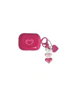 1 pieza Carcasa decorativa con colgante con forma de corazón rosa compatible con AirPods Pro 1/2/3/4