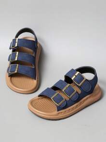 Dép đế bằng thời trang mới cho trẻ em, dép đi biển ngoài trời cho bé trai bé gái, dép đế mềm chống trượt cho học sinh, dép cho trẻ mới biết đi và trẻ lớn - Màu xanh lam - Xem 4