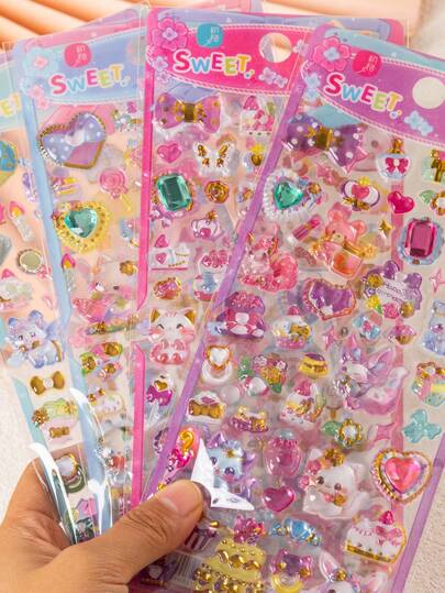 One 3D Embossed Cartoon Crystal Acrylic Sticker, Cute And Adorable Design - Suitable For Phone Cases, Crafts, And Guka Journal Decorations.