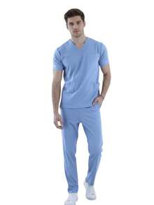 SOULMATE Pijama Quirúrgica Hombre Boston - Neblina azul - Ver 2