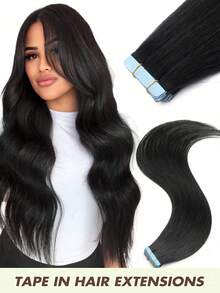 20pcs Tape-In Hair Extensions, Real Human Hair, Salon-Grade Straight Hair, Seamless Adhesive, Double-Sided Tape, Invisible Hair Extensions