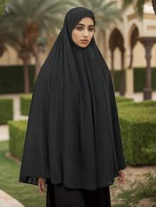 2件/1件装女士穆斯林头巾,带袖套,纯色水晶亚麻简约长款头巾,时尚百搭,适合户外祈祷,透气舒适,四季皆宜。 - 連袖頭巾 - 查看 27