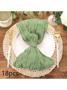 18pcs/Set Cheese Cloth Napkins 20*20 Inch, Crinkled Decor Napkins Suitable For Wedding, Reception, Bridal Shower, Party, Hotel, Picnic, Celebration (Smoke Blue)