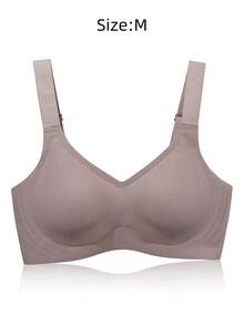 Simple Comfortable Sports Bras For Women, Wire-Free Solid Color Underwire Bras,Seamless Mastectomy Bra For Women, Pocket Post-Surgery Bra With Support Pads Comfort Lift Daily Bralettes V-Neck - Gray-size M - View 7