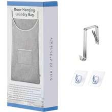 1/2pcs Hanging Laundry Basket Bag, With 2 Different Hooks Portable Hanging Bathroom Laundry Storage Bag, Large Oxford Cloth Size, Suitable For Home Student Dorm (Black/Gray) - Multicolor - View 8