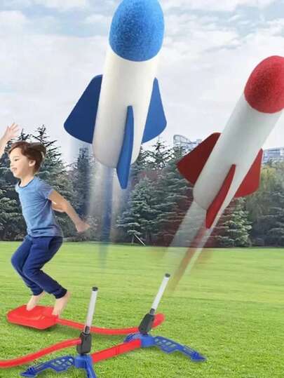 Kids Funny Rocket Launcher Outdoor Toy For Boys & Girls, Soft Foam Rocket Head To Spark Aerospace Interest, Christmas Gift