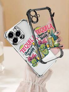 Lujo Ligero, Estilo y Belleza"Tequila: Más barato que la terapia"Funda de Teléfono Transparente de Color Plata con Protección en las Cuatro Esquinas, Compatible con 17PROMAX, 17PRO, 17Air, 17 - transparente - Ver 3