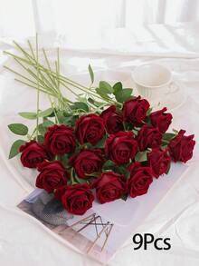 1/3/5 bông hoa hồng giả màu đỏ tía có cuống, bó hoa hồng nhung, hoa hồng giả, thích hợp để trang trí nhà cửa, phòng khách, phòng ngủ, đám cưới, bàn ăn, tiệc tùng, sân vườn, cũng như làm quà tặng cho Ngày Valentine, sinh nhật, cầu hôn, lễ tốt nghiệp, phụ nữ, sinh nhật, trang trí phòng khách, trang trí nhà cửa, phụ kiện nhà cửa, hoa giả. - Màu Đỏ Sâu - Xem 11
