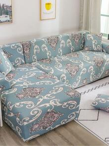 1pc Full Coverage Sofa Cover, Modern Style, Made Of Polyester Fabric, Machine Washable, Suitable For All Seasons - Blue - View 7