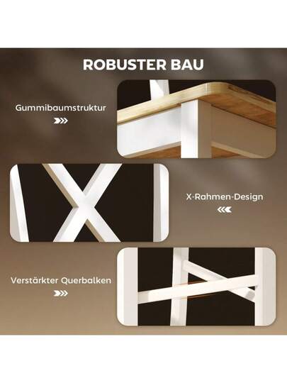 HOMCOM Set Of Bar Stools Backrest Footrest, Rubberwood, Kitchen, Dining Room, Bar, Oak+White view 7