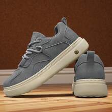 Men's Casual Sneakers, PU Upper, Comfortable Non-Slip & Durable Outsole, Low-Top Lace-Up Skate Shoes, European & American Street Style - Grey - View 2