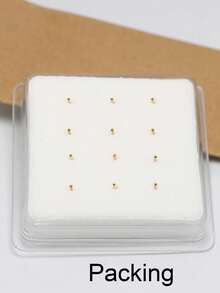 12个/包 迷你设计 1毫米球形鼻钉 925纯银鼻钉 骨形鼻饰 24G 0.5毫米银针