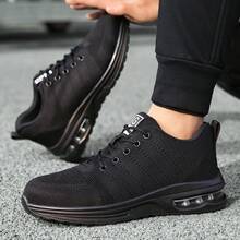 GUYISA 男士防護鞋，鋼頭防衝擊防穿刺，強力保護，舒適耐穿，適合四季戶外工作場所，男士工作鞋 - 黑色 - 查看 8