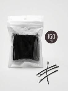 50/100/150个装黑色金属弯头发夹，女士及女孩适用，防滑发夹，适合各种发质，日常佩戴及造型，发饰，头部饰品，女士发饰，发夹 - 黑色 - 查看 9