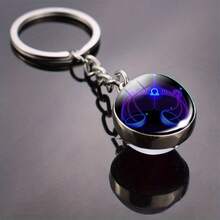 Glow-In-The-Dark 12 Zodiac Signs Double-Sided Convex Glass Ball Keychain, Outdoor Key Chain - Multicolor - View 17