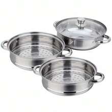 Stainless Steel Steamer With Multi-Layer  - Large Capacity, Stainless Steel Cooker For Steaming & Cooking, Dual-Purpose Household & Commercial Kitchenware, Commercial Cooking Equipment, Sleek Kitchen Gadget, Durable Kitchen Item - Silver - View 2