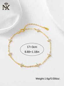 Pulsera de trébol de cuatro hojas de plata de ley 925 con circonita, diseño exquisito y lujoso de trébol de tres hojas, estilo dulce y suave, regalo de San Valentín y cumpleaños, adecuado para novia, madre, mejor amiga y amigas