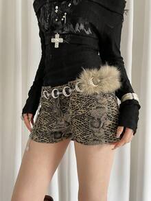 1pc Women's Silver-Color Alloy Personalized Moon Patchwork Furry Waist Chain - Silver - View 7
