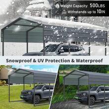 Outdoor Carport, 10 X 15 FT Carport, Heavy Duty Carport Canopy With Galvanized Steel Roof And Frame, Metal Carport Large Garage For Driveway Car, Truck ,302 Ibs - Black - View 5