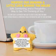 1pc Yellow Stars Woven Plush Doll Ornaments, With Encouraging Words, Can Be Used As Small Gifts For Friends And Family. Lovely Plush Doll Gift Design And Encouraging Words Are Very Warm And Sweet! These Lovely Dolls Will Always Be Your Friends, And They Will Make You Feel Relaxed And Happy!