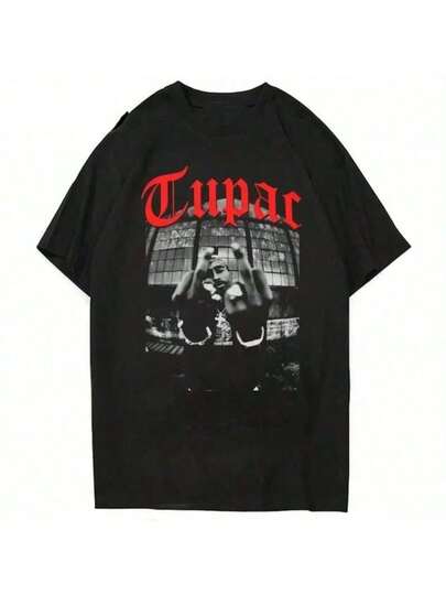 Refreshing Summer2025 Summer Fashion T-Shirt Rapper Tupacs Tops Hip Hop Streetwear Oversized Short Sleeves Tee Shirt Men men T Shirt2