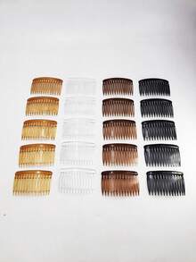 5 قطع/عبوة مشط جانبي أنيق من البوليسترين الصلب، مناسب للارتداء اليومي، إكسسوارات شعر، مشط شعر، تاج للرأس - متعدد الألوان - مشاهدة 1