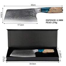 SSGP Cuchillo de carnicero,Cuchillo Chef Acero Damasco,cuchillos de cocina,Cuchillo de acero inoxidable de alto carbono para carne y verduras,forjado de alto carbono,cocina,comedor,exterior - Azul - Ver 2
