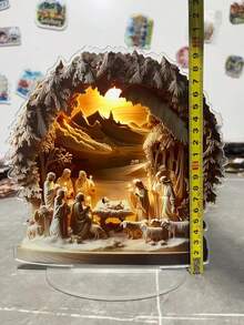 2D Flat 1pc Classic Acrylic Nativity Scene Decoration - Waterproof 2D Flat Religious Statue, Suitable For Home And Office Decor, Great For Easter And Various Room Types
