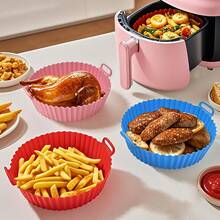 1/2pc Reusable Silicone Air Fryer Liner, Fits 4-7 Quart (Approx. 17-20.3cm) Air Fryers And Microwaves - Multicolor - View 2