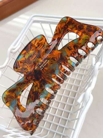 1pc Leopard Print Oversized Bow Hair Claw Clip 5.12 Inch - Vintage Cellulose Acetate Clip For Thick Hair, Hollow Out Retro Hair Accessories Wedding Fall Winter Hair Clip For Vacation Outfits Woman Elegant Hair Clutch, Hair Stuff, Stocking Stuffers For Women, Stocking Fillers Women, Christmas Gift, Stocking Stuffers For Adults, Stocking Fillers For Adult, Hair Stuff, Stocking Stuffer, Coming-Of-Age Christmas Hair Accessories, Gift Ideas For Women, Beauty Stocking Fillers, Christmas