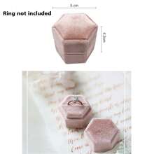 1 pieza Caja de anillo de terciopelo hexagonal personalizada, caja de anillo de boda y compromiso personalizada de una/dos ranuras, elegante caja de almacenamiento de anillos estilo retro, regalo de boda, regalo del Día de San Valentín - Multicolor - Ver 2