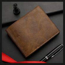 时尚横款钱包，纯色PU软皮钱包，超薄简约对折钱包，男士短款钱包，学生皮夹，复古钱包，大容量多卡位，可收纳大额钞票，简约零钱袋，信用卡/身份证卡槽，商务休闲风格，男士生日或送给伴侣的理想礼物，时尚男女皆宜。 - 彩色 - 查看 13