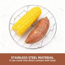 1/3pcs Round Cooling Rack Set, Steamer Rack, Stainless Steel Baking Cooling Cooking Rack, CHEF Round Cooking Rack, Kitchen Small Tools, Multi-Functional Kitchen Cooking Tools, Suitable For Air Fryer/Pot/Pressure Cooker/Round Cake Pan, Mirror Polished, Reusable, Great For Home Kitchen, Birthday Party, Camping, Picnic, BBQ, Christmas, Halloween, Thanksgiving, New Year, Kitchen Accessories (3 Sizes) - - - View 4