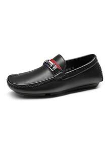 Boys Ultimate Comfort Slip On Loafers All Match Dress Casual Shoes Super Soft Support For School Play Special Events - 黑色 - 查看 6