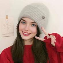 Winter Hat With Detachable Ear Flaps & M-Logo Embellishment - Unisex Stretchable Ear Warmer Beanie For Men & Women, Large Head Size, Grey/White, Hand Washable - Christmas Gift Accessory (Fits S &) - Multicolor - View 5