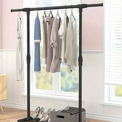 1 pieza Percha de ropa ajustable de metal, Estante de secado independiente duradero, Diseño ahorra espacio, Estructura resistente, Sin necesidad de electricidad, Organizador del hogar esencial, Fácil montaje, Extensible, Almacenamiento de prendas, Estante de secado imprescindible